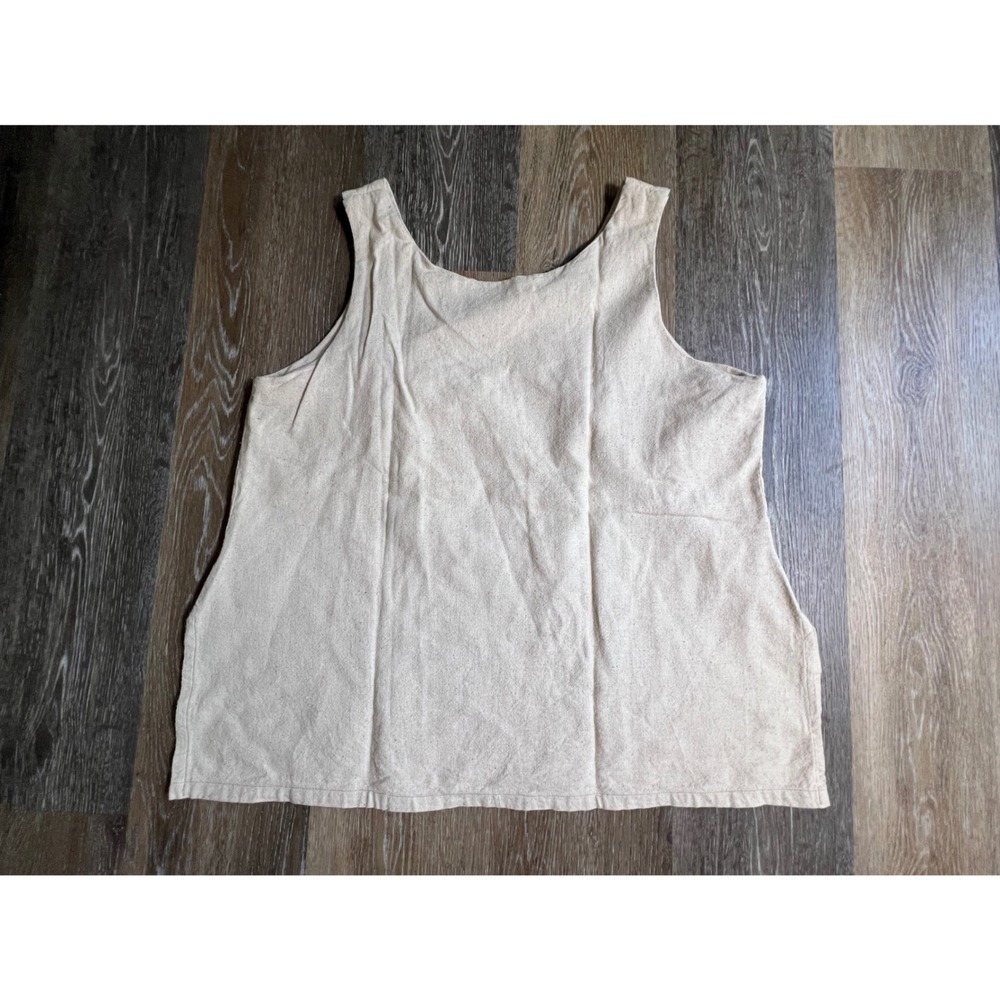 Linen Blend Tank Top Women XL Beige Excellent Textured Sleeveless Scoop